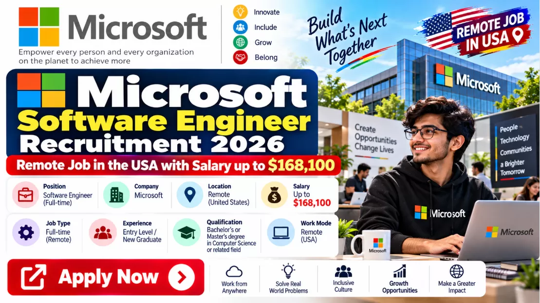 Microsoft Software Engineer Recruitment 2026: Remote Job in the USA with Salary up to $168,100